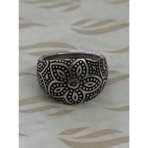 James Avery Retired Sterling Silver Wide Beaded Floral Ring Size 9